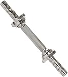 Sunny Health & Fitness 35.5 cm Threaded Chrome Dumbbell Bar Set, Adjustable Dumbbell Bar Handles with Star Lock Collars, Fit 25 mm Standard Plates - STDBH-14