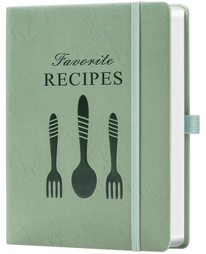 ZXHQ Blank Recipe Book to Write Your Own Recipes Room for 124 Recipes Hardcover 120 Gsm Thick Paper Family Cookbook Journal Notebook Size A5(5.4 × 8.5) - Sage Green