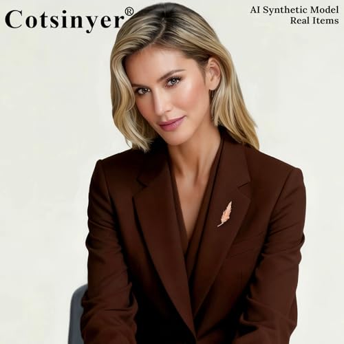 Image of Plated Classic Rose Flower Feather Brooches and Pins for Women Men Fashion Jewelry Delicate Leaf Lapel Dress Accessories Boutonniere Corsage Hat Bag Suit Tie Wedding small,simple