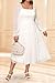 Plus Size White Dress Bridal Shower Graduation Wedding Guest Gold Dots Long Sleeve Smocked Chiffon Midi Dresses