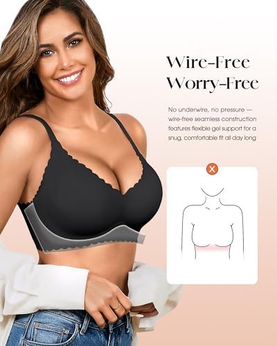 Seamless Jelly Bras for Women 3 Pack - Deep V Wireless Push Up No Wire Womens Bra Padded Comfort with Support for Gifts - Image 6