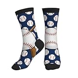 YHTJSZP Baseball Print Slouchy Crew Socks for Men Women, Funny Novelty Athletic Long Tube Socks for Soccer Running Hiking Yoga Softball Baseball