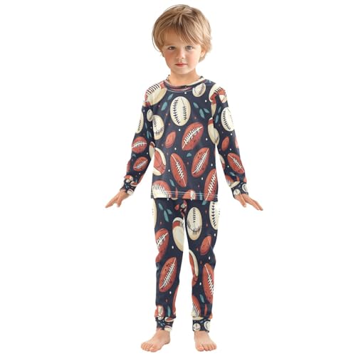 Pajama Sets Long Sleeve American Football Baseball Soft Comfy Sleepwear 2 Piece PJS 3-8T2