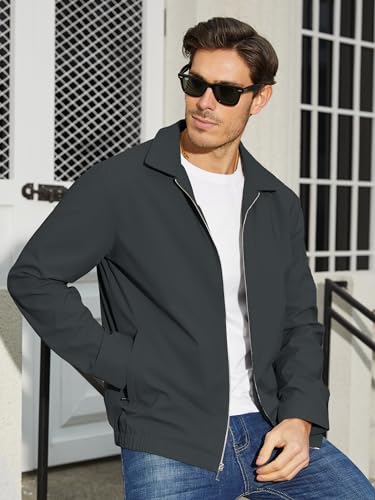 Image of TACVASEN Mens Lightweight Windbreaker Full Zip Up Laydown Collar Jackets Light Casual Coat with Zip Pockets