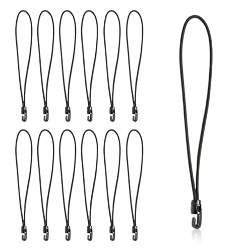 SULIUDAJI 12 Piezas Cuerdas Elásticas Cortas Con Gancho, Cuerda Elástico Con Gancho, 26Cm Goma Tensora Elasticos Con Gancho Para Lonas, Tensores Elásticos Con Ganchos Para Camping, Cortinas