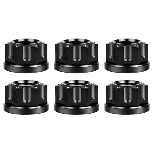 Image of Titanium M6 M8 M10 M12 M14 M16 Flange Bolt Nut Bicycle Motorcycle Rear Axle Car Modification Accessories Pack of 6 (M14 Pitch 1.5mm, Black)