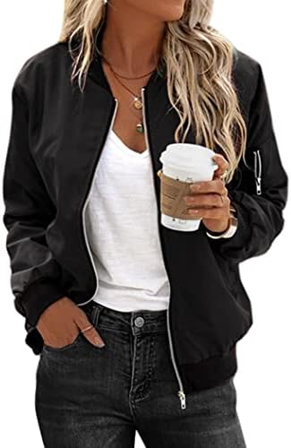 Zeagoo Womens Classic Quilted Jacket Short Bomber Jacket Coat, Black, Large
