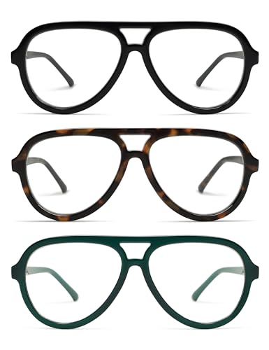 AMOMOMA Lunettes Lecture Aviateur Rétro 3 Paires, Grandes, Filtre Lumière Bleue