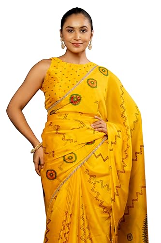 Image of MIRCHI FASHION Women Saree Chiffon Floral Printed | Breathable Festive Occasion Sari for Social Visits with Matching Blouse Piece