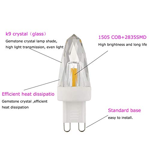 Lxcom Lighting G9 Led Light Bulbs 2W (15W Halogen Equivalent) Dimmable Crystal Cob Bulb Warm White 2700K 200Lm G9 Base Ac110V For Home Lighting, 6 Pack #TOP3