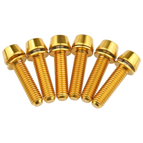 Image of Titanium Ti Allen Hex M5x16 18mm Tapered Head Bolt with Washer Screw for Bicycle Stem Parts Pack of 6 (Gold, M5x18mm)