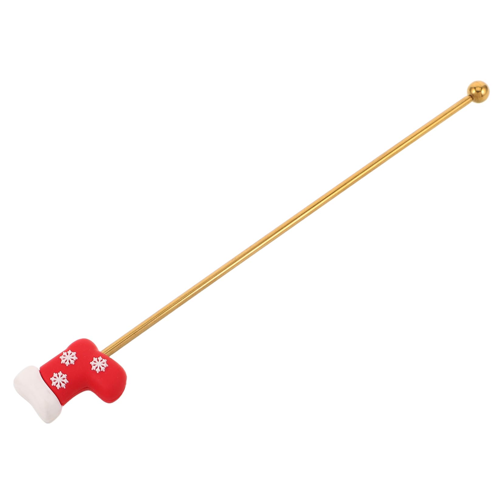 Cabilock Christmas Coffee Stirrer Sticks Stainless Steel Mixing Rods with Festive Stocking Design Reusable Metal Swizzle Sticks for Holiday Parties and Cocktails