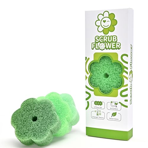 Scrub Flower Temperature Sensitive Sponges -Non-Scratch Scrubbers for Kitchen &