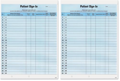 Image of Tabbies Patient Sign-in Label Forms, 8-1 /2 inch x 11 inch Form, Blue, 23 Labels /Sheet, 125 Sheets /Pack, Confidentially Sign in Your Patients, Also Provides a Daily Patient Log (14531) (Pack of 2)