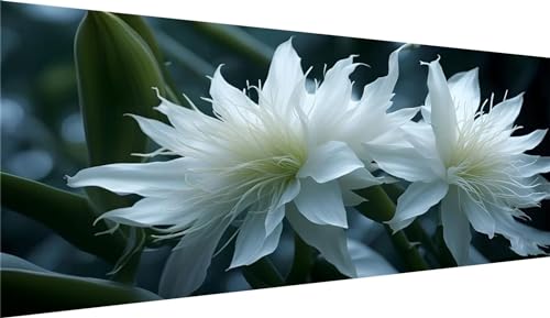 Peinture diamant adulte grand format pour décorer un grand mur vide avec style fleur blanche