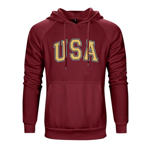 Ymosrh Men's Casual Hoodies, Long Sleeve Letter Print Pullover Hooded Sweatshirts with Pocket, M-5XL