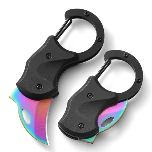 Rainbow Keychain Knife Cool Folding Knife Box Cutter Small Pocket Knife Gift for Men Mini EDC Knives for Everyday Carry Small Gift for Women Men