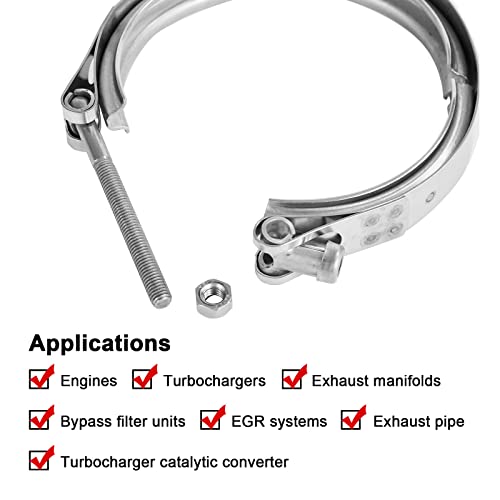 3 Inch V-Band Turbo Downpipe Exhaust Clamp,3 Inch 3\" V-Band Flange Clamp Kit with Male Female Flange Stainless Steel For Exhaust Downpipe,1pcs