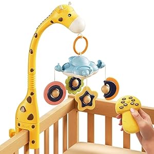 TUMAMA Giostrina Culla Neonato, 3 In 1 Culla Giocattolo Con Telecomando, Proiezione Luce Notturna, Musica e Rumore Bianco, Giocattoli Sensoriali Per Neonati 0 2 3 6 9 Mesi Regalo Di Natale