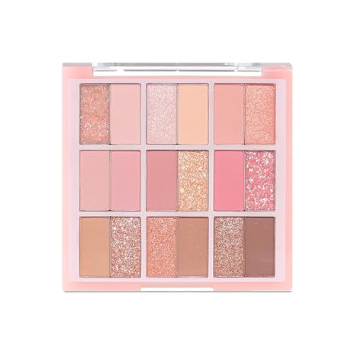 Pink Eyeshadow Palette, 18 Colors Nude Pink Rose Gold Glitter Eyeshadow Palette, Highly Pigmented Eyeshadow, Long Lasting Waterproof & Blendable for Women Girls