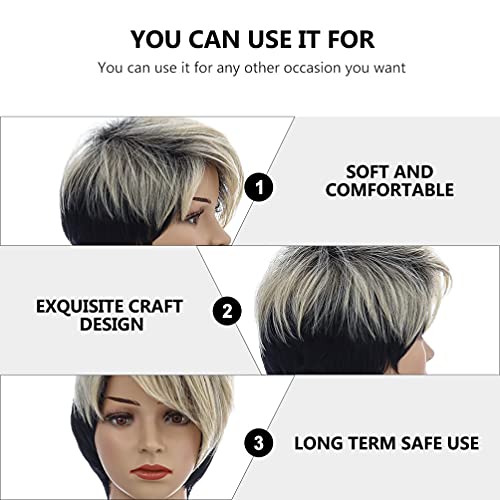 FRCOLOR Cinza Prata Peruca Curta Sintética Aparência Natural Peruca Resistente Ao Calor Peruca Acess