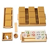 - Kit complet du jeu de la banque : Comprend des unités de perles dorées, dix barres, cent carrés, mille cubes, des cartes de chiffres et des signes d'opération, couvrant tous les composants pour la pratique de l'arithmétique.