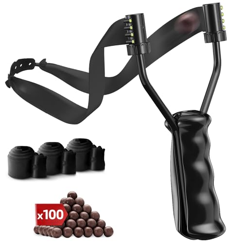 Ovnshery Slingshot Hunting for Adults,Slingshot Professional Set with 3 Slingshot Replacement Bands /100 Slingshot Ammo/2 Pcs Shooting Targets