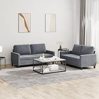 Ordellia Ensemble canapé 2 pièces en Velours Gris foncé, canapé Divan 4 Places, Fauteuil et Banquette pour Sal