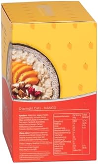 MiHeSo Overnight Rolled Oats Mango Flavour 420 G | Healthy Oatmeal Breakfast Within 15 g High Protein, Calcium & Fibre | Diet Food For Weight Loss For Women & Men | No Refined Sugar | Gluten Free
