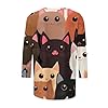 My Order Blouse for Women UK Cute Cats Print Tunic Tops 2025 Summer Fashion Round Neck Shirts Dressy Casual 3/4 Sleeve Tops Comfy Lightweight Loose Fit T-Shirt Going Out Tee #3