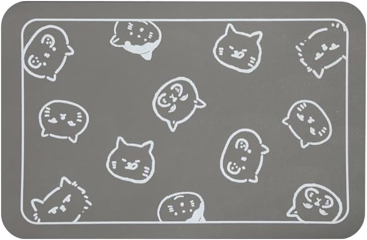 Tapete absorvente para comedouro e bebedouro de gatos YCT, antiderrapante, cinza-claro, 60,96 x 42,93 cm