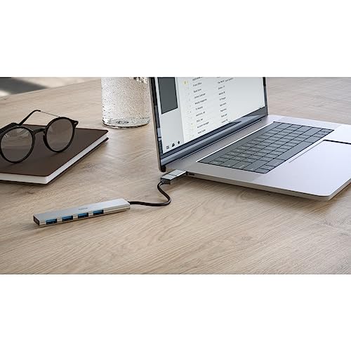 Hub USB 4 porte (porta USB-A e USB-C 4x USB-A per mouse, tastiera, disco rigido esterno, chiavetta USB, ecc., alloggiamento in alluminio, ultra sottile, adattatore USB per ufficio, casa ufficio) - Hub USB - Immagine 10