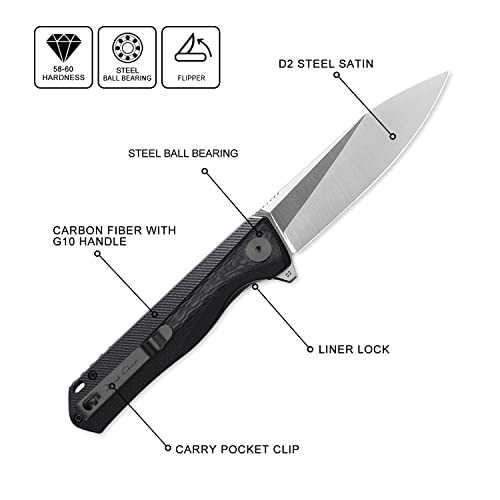 Image of Petrified fish PF818 3.54 inch D2 Steel Satin Blade Pocket Folding Knife