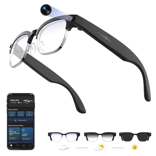 AI Smart Glasses with 4K Camera, 8MPW Anti-Shake Bluetooth Camera