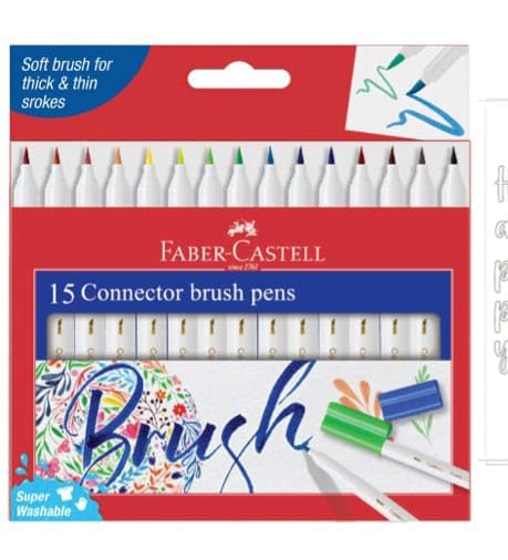 Image of Faber-Castell Connector Brush PENS Assorted Pack of 15