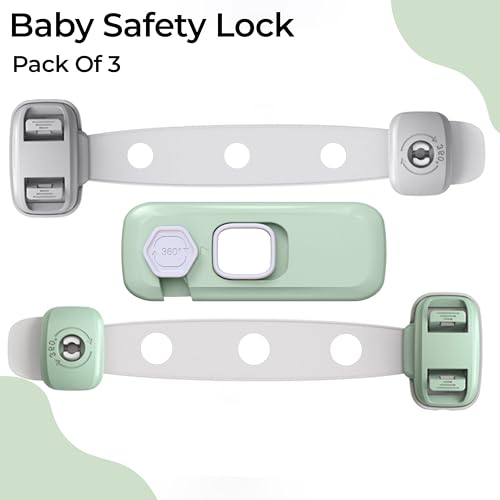 Image of Bembika Furniture Safety Locks for Kids, Child Safety Lock for Fridge, Drawers, Cupboard, Cabinet, Window Safety Multifunction Accessories Adjustable Buckle Lock for Baby and Toddlers Multi - 3 Pcs