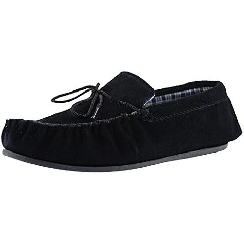 BRUCE Moccasin Slipper - Black (Black Real Suede) (Mens UK 10 / EU 44) Cover
