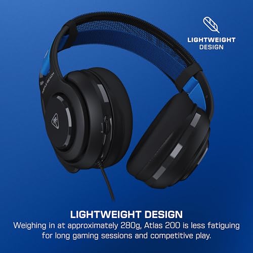Image of Turtle Beach Atlas 200 Wired Multiplatform Gaming Headset for PS5, PS4, PC | PlayStation Licensed, 50mm Drivers, 3D Audio, Flip-to-Mute Mic, Memory Foam Earpads, Floating Headband, Lightweight, Black