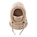 Kids Winter Fleece Balaclava 3 in 1 Windproof Fuzzy Skiing Mask Beanie Hood Neck Scarf Outwear Face Cover Adjustable Cap Khaki,One Size