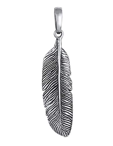 Kuzzoi Colgante de Pluma de Plata (41 mm) para Cadenas, Plata de Ley 925 Maciza para Collar, Accesorio de Pluma de ángel Cover