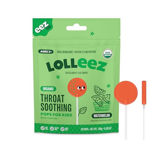 Lolleez by EEZ Co. Organic Throat Soothing Pops for Kids Watermelon 28ct