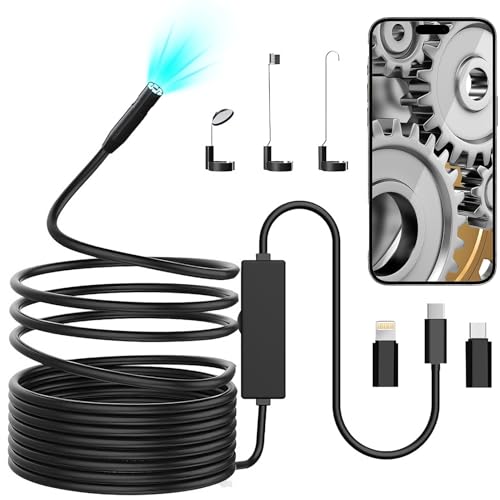 ZZXLOPEZ Caméra endoscopique avec lumière, caméra d'inspection sans WiFi nécessaire, caméra canal, étanche IP67, pour Android et iOS, 5 m