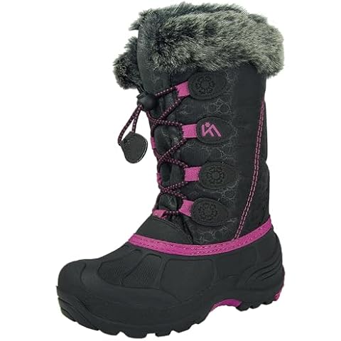 Snow Boots for Kids Waterproof Durable and Slip Resistant Winter Snow Boots for Boys and Girls with Insulated Fleece Lining, Perfect for Snowy Adventures. Ideal Snow Boots toddler to Keep Feet Warm and Dry(Pink 12 Little Kid) Cover