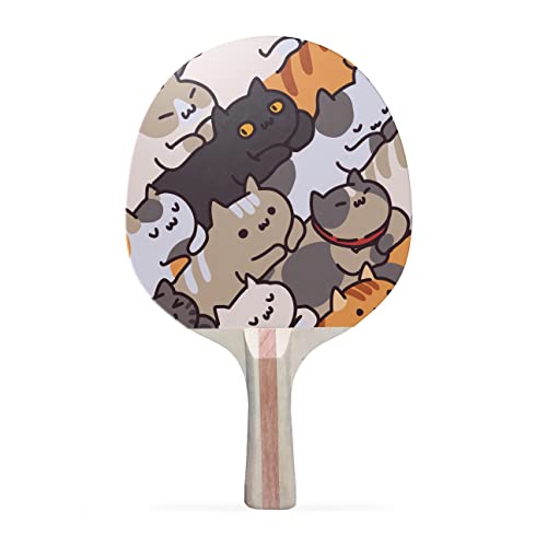 TigerTail Sports Cats Pattern Colorful Design Ping Pong Paddle, Premium 5 Ply Table Tennis Racket (Black on Back)