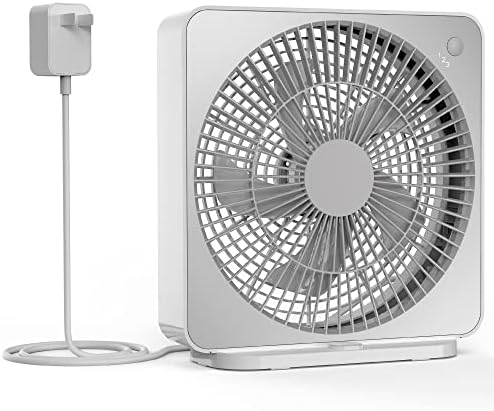 ASKPULION 10 Inch Small Box Fan, 3 Speeds Square Fan Powered by AC Adapter, Small Window Fan for Bedroom Bathroom Kitchen