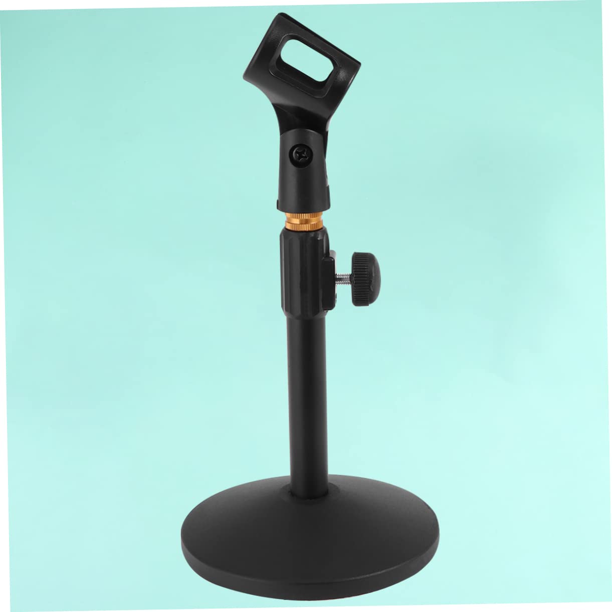 Cavalletto per Microfono Regolabile 27-38cm, Base Tonda | Stativo in Metallo Nero, Tubo Flessibile, Uso Hands-free per Online Meeting e Singing, Festa Scuola Decor