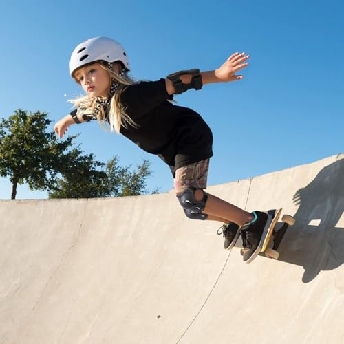 Kinder&Erwachsene Knieschoner Set, Schützerset 6 in 1 mit Knie-Ellbogen-Handgelenkschoner, Schutzausrüstung Verstellbare Handgelenkschoner für Skaten Skateboard Radfahren (CC L)