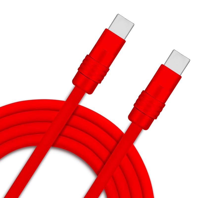 Chubby 2.0 Durable Fast Charging Cable USB Type-C Cables Ultra-Thick Silicone Cord USB-C to USB A Cable for Cell Phones, Android Devices and More, Red+Red, Type-C to Type-C, 9.8 FT