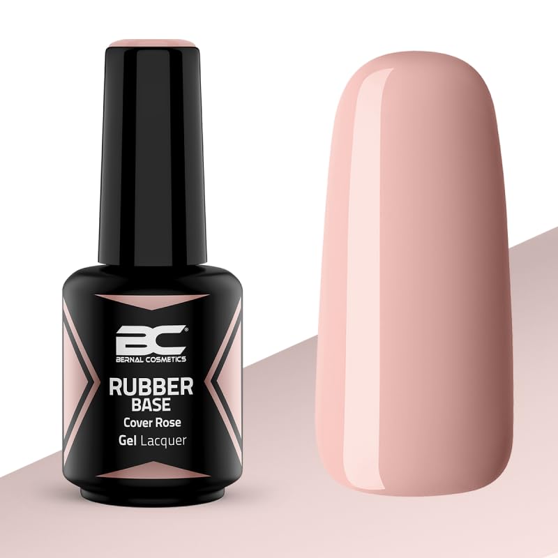 Rubber Base Cover Rose 15ml | Maquillaje Intenso | Esmaltes Semipermanentes | Autonivelante y duradero | Fortalecer uñas | Bernal Cosmetics