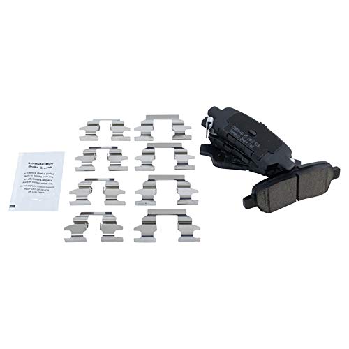 Image of TRQ Rear Brake Pad and Rotor Set Ceramic Rotors Parking Brake Shoe Compatible with 2002-2021 Nissan Altima 2004-2008 Maxima